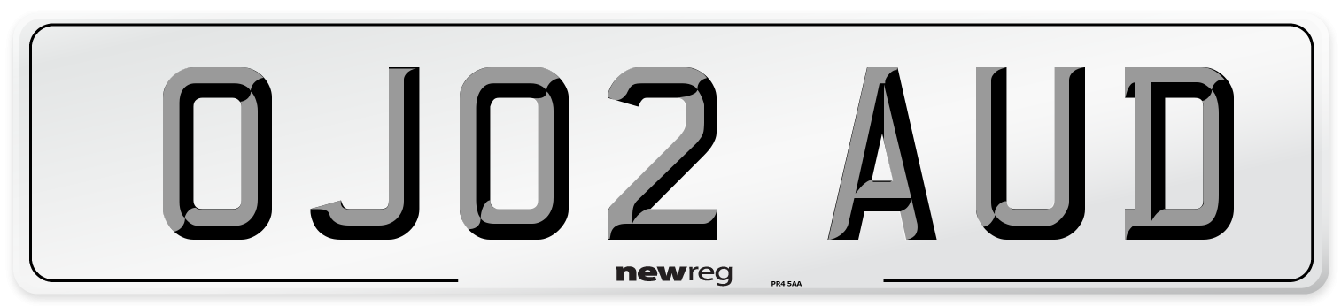 OJ02 AUD Number Plate from New Reg